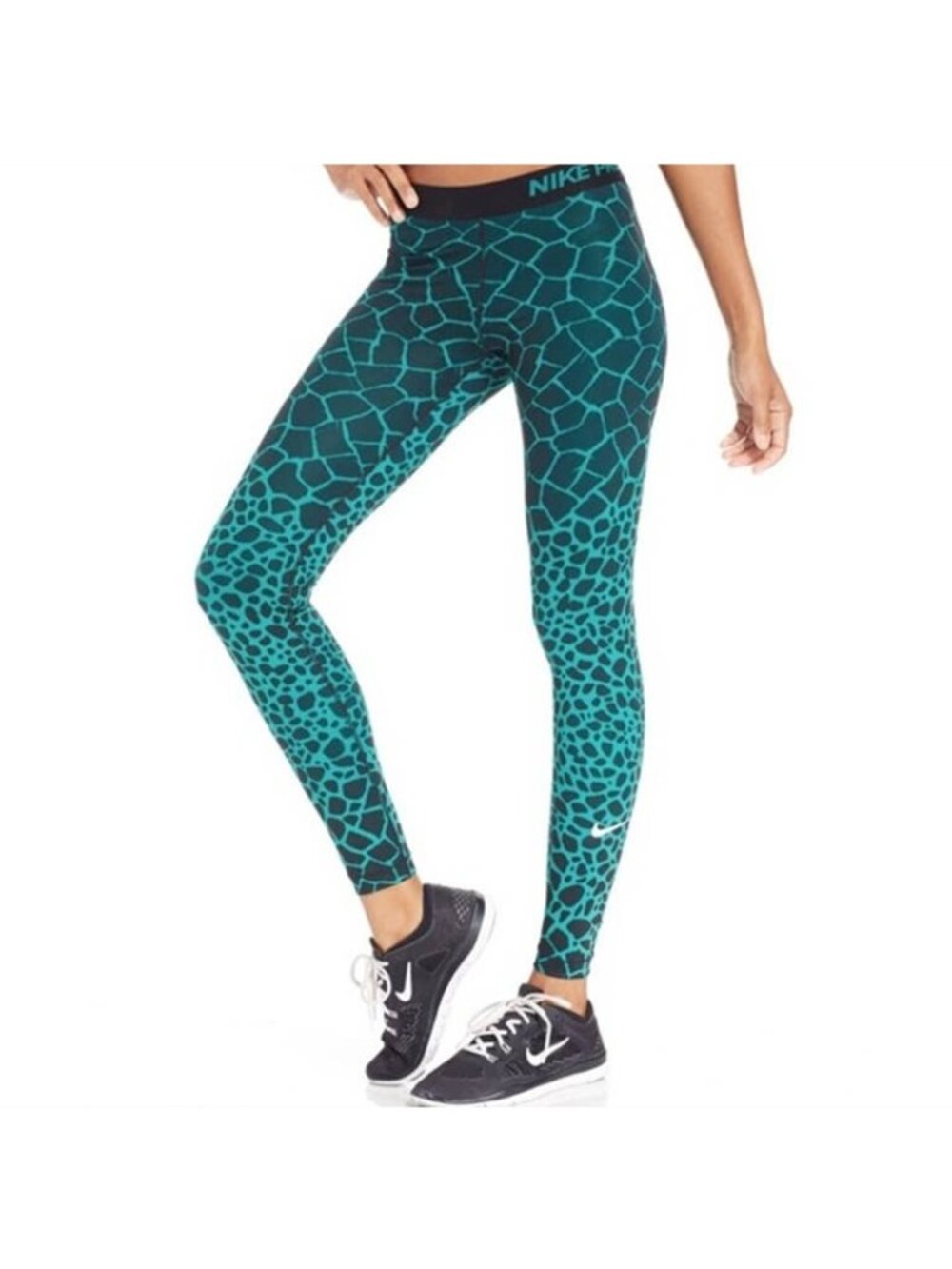 Nike sz XS Dri-Fit Legging Blue Green Giraffe Print compression